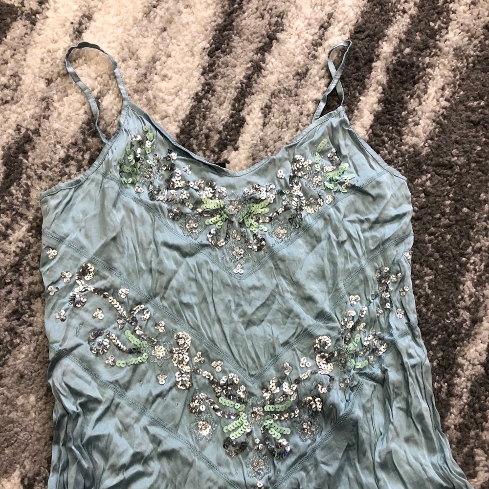 Bebe silk top with sparkle details